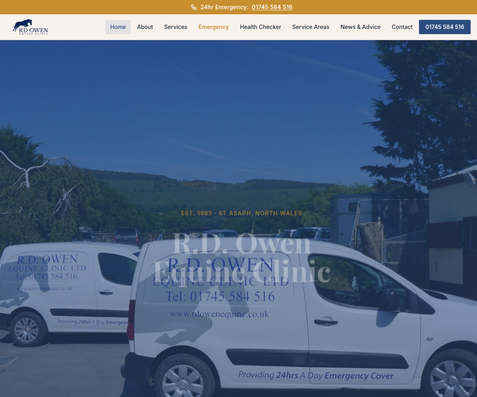 Screenshot of the R.D. Owen Equine Clinic website